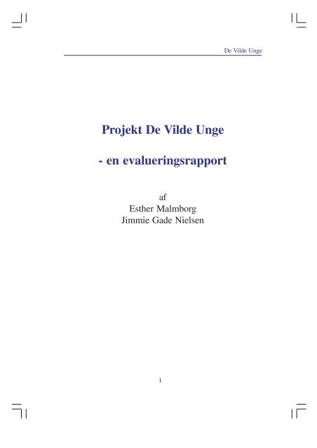 Projekt De Vilde Unge - en evalueringsrapport - Socialstyrelsen