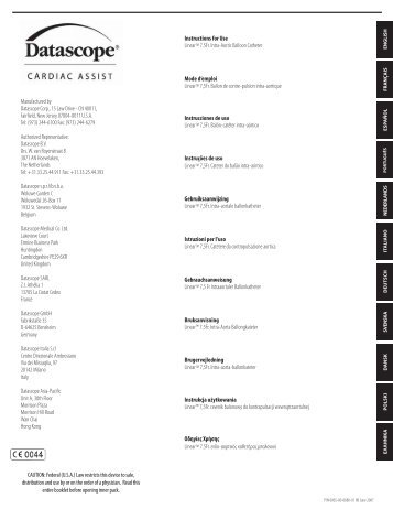 Instructions for Use LinearTM 7.5Fr. Intra-Aortic Balloon Catheter ...