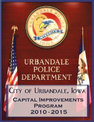 Capital Improvements Program (CIP) Document - City of Urbandale