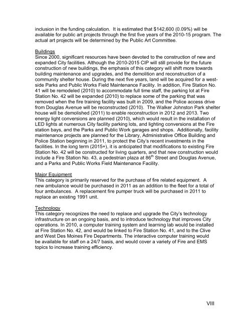 Capital Improvements Program (CIP) Document - City of Urbandale