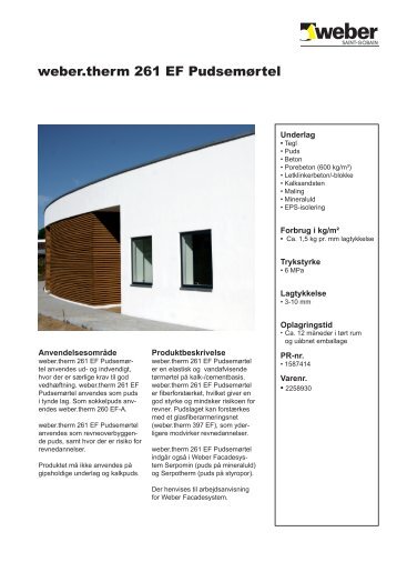 weber.therm 261 EF Pudsemørtel - udskriftsvenligt produktblad