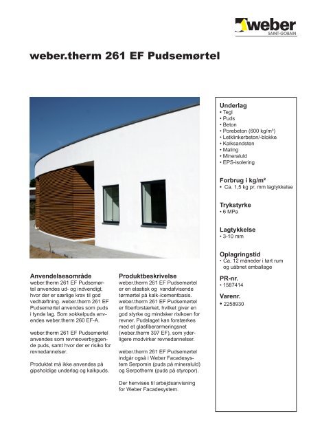 weber.therm 261 EF Pudsemørtel - udskriftsvenligt produktblad