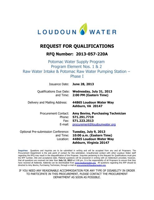 View RFQ - Loudoun Water