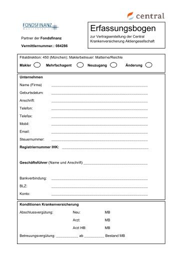 Erfassungsbogen - Fonds Finanz Maklerservice GmbH