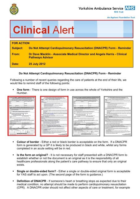 Clinical Alert DNACPR form - Palliative Care Resources