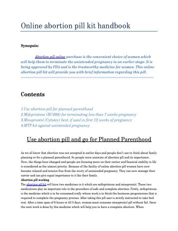 Online abortion pill kit handbook