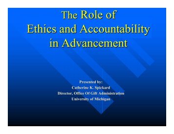 The Role of Ethics and Accountability in Advancement