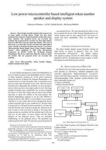 Low power microcontroller based intelligent token number ... - IJET