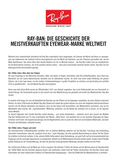 Ray-Ban: Die Geschichte Der Meistverkauften ...