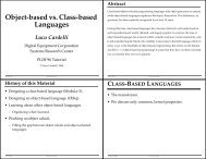 Object-based vs. Class-based Languages - Luca Cardelli