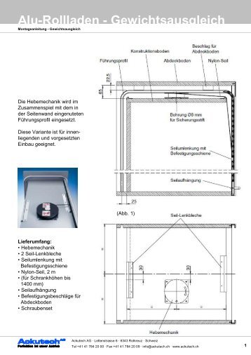 Montageanleitung Gewichtsausgleich - Ackutech AG