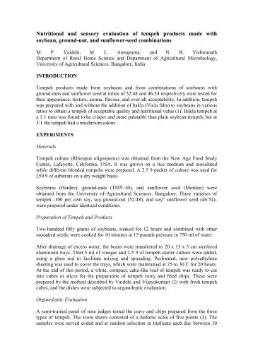 Nutritional and sensory evaluation of tempeh products made with ...