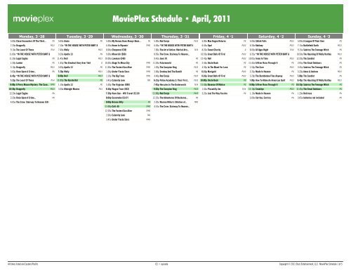 MoviePlex Schedule - April, 2011 - Starz