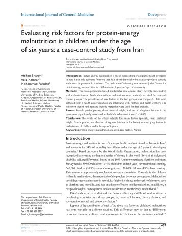 Evaluating risk factors for protein-energy malnutrition in children ...