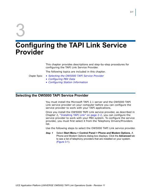 OW5000 TAPI Link Operations Guide - NEC Corporation of America