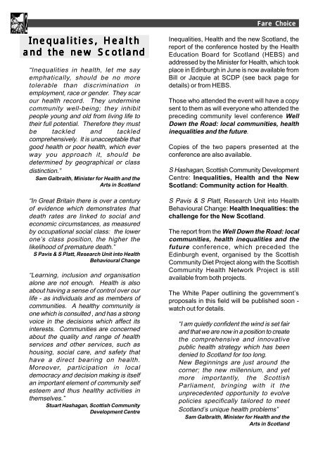 Fare Choice Issue 7 - Community Food and Health