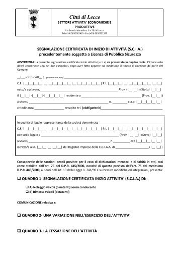 SCIA Autorimessa - Comune di Lecce