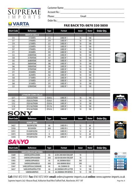 Product List NO PRICES v2.indd - Supreme Imports