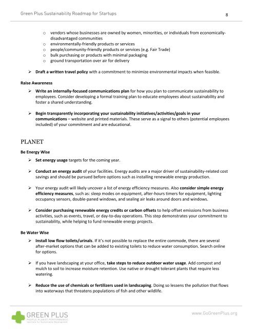 Sustainability Roadmap for Startups - Green Plus