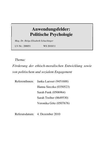 Anwendungsfelder: Politische Psychologie - bei Helga Schachinger