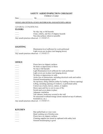 Children's Center Safety Inspection Form - General