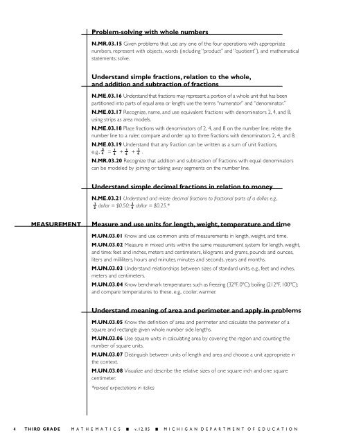 Grade Level Content Expectations - State of Michigan