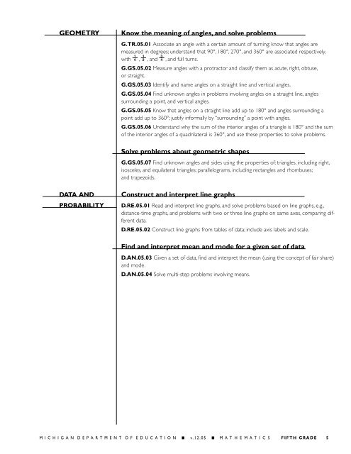 Grade Level Content Expectations - State of Michigan