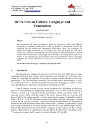 Reflections on Culture, Language and Translation - Journal of ...