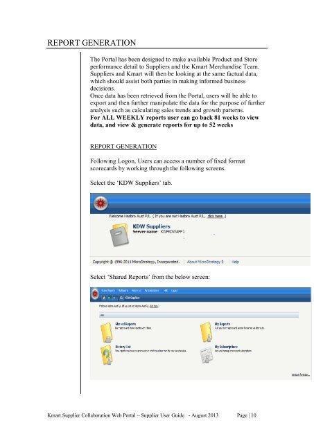 Kmart Supplier Collaboration Web Portal Supplier User Guide