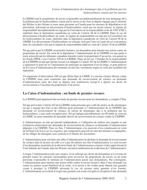 Caisse d'indemnisation des dommages dus à la pollution par les ...