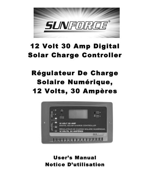Régulateur de charge solaire de 30 A, 12 V - Les Produits Sunforce