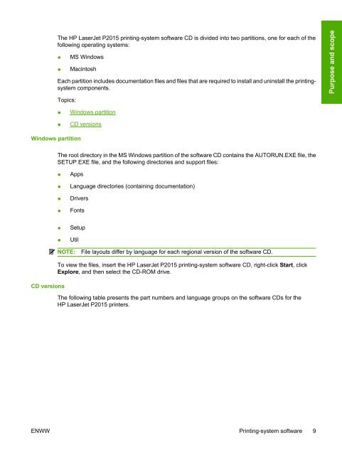 HP LaserJet P2015 Printer Software Technical Reference - ENWW