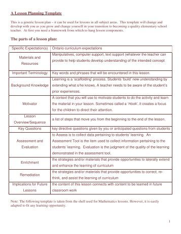 college lesson plan template