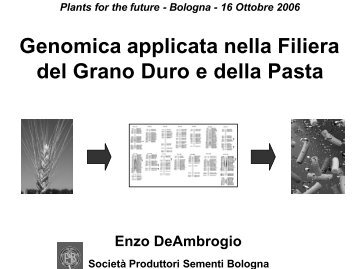 Genomica applicata nella Filiera del Grano Duro e della Pasta