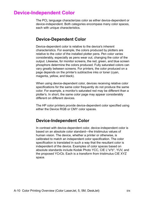 PCL 5 Color Technical Reference Manual - Business Support ...