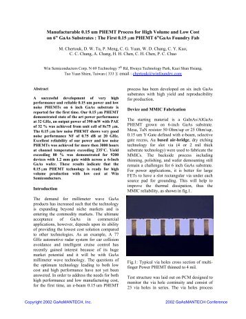 Manufacturable 0.15 um PHEMT Process for High ... - CS Mantech