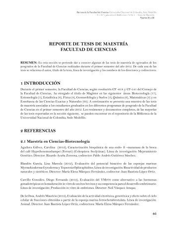 reporte de tesis de maestrÃ­a facultad de ciencias - Universidad ...