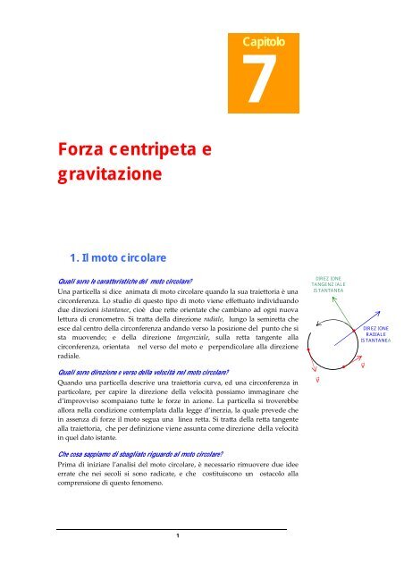 Forza centripeta e gravitazione 1. Il moto circolare - francescopoli.net