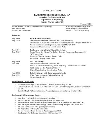 Curriculum Vitae - Francis Marion University