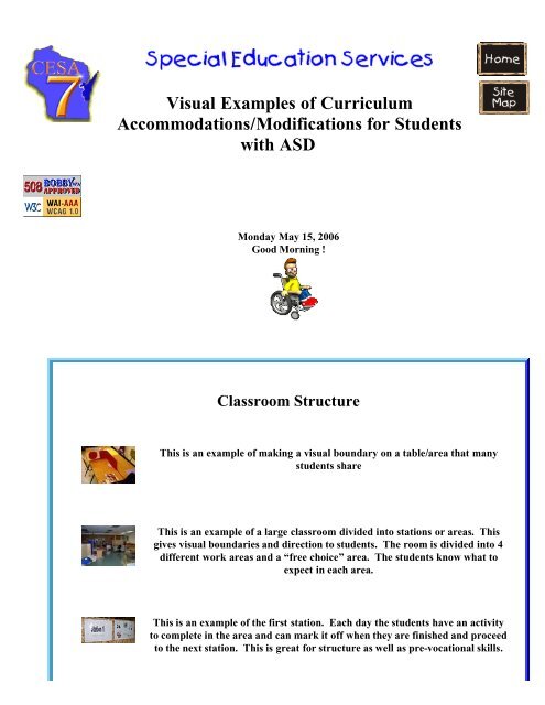 Visual Examples of Curriculum Accommodations/Modifications for