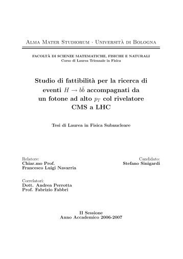 My B.S. thesis in Subnuclear Physics (in italian) - Stefano Sinigardi