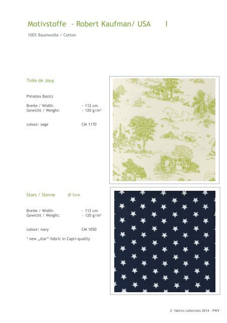 PWV - Stoffmappe / fabrics collection 2014 / 2015