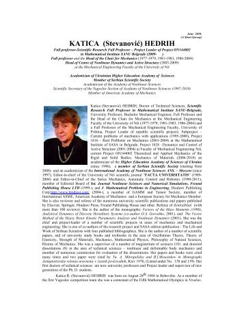 CV Katica (Stevanovic) - MaÃ…Â¡inski fakultet NiÃ…Â¡ - Univerzitet u NiÃ…Â¡u