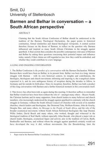 a South African perspective - Belydenis van Belhar