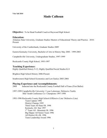 Coach Calhoun resume - Brownsville-Haywood County Chamber of ...