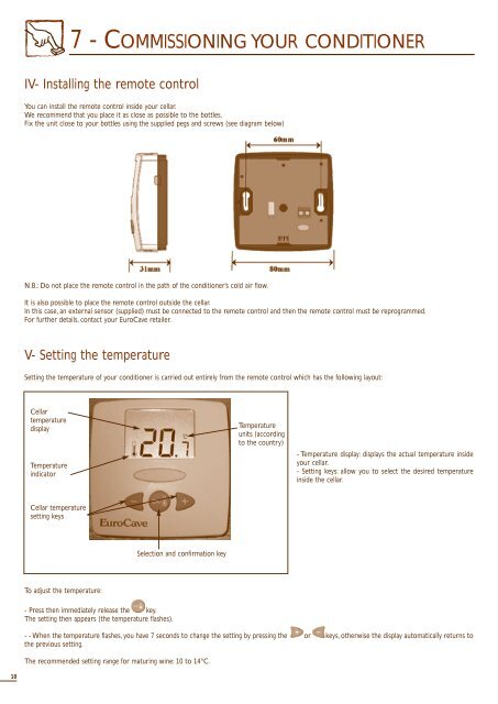 Operating instructions - INOA cellar conditioners