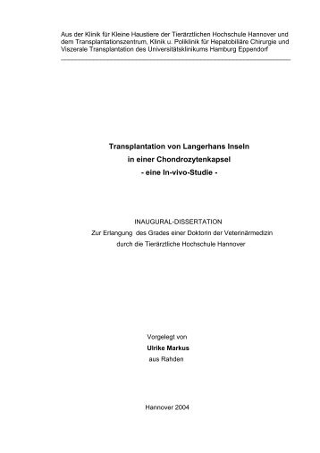 Transplantation von Langerhans Inseln - Tiho Bibliothek elib ...