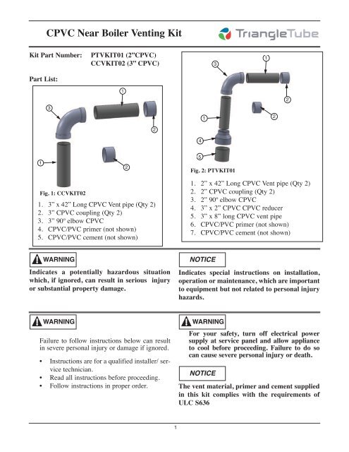 CPVC Near Boiler Venting Kit - Triangle Tube