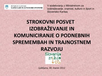 Delavnica Vzgoja in izobraÅ¾evanje o podnebnih ... - Slovenska karitas