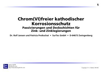 Chrom(VI)freier kathodischer Korrosionsschutz - SurTec